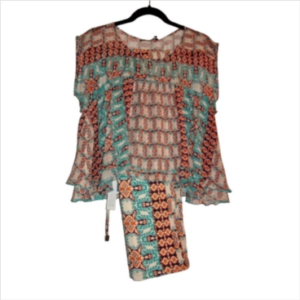 Gypsy 05 Global Village Silk Blouse Mosaic Pants 2 Pc Set